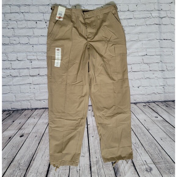Tru-spec Men's TACTICAL PANTS Large KHAKI Rip Stop (Inseam 29.5 to 32.5) - Picture 1 of 10